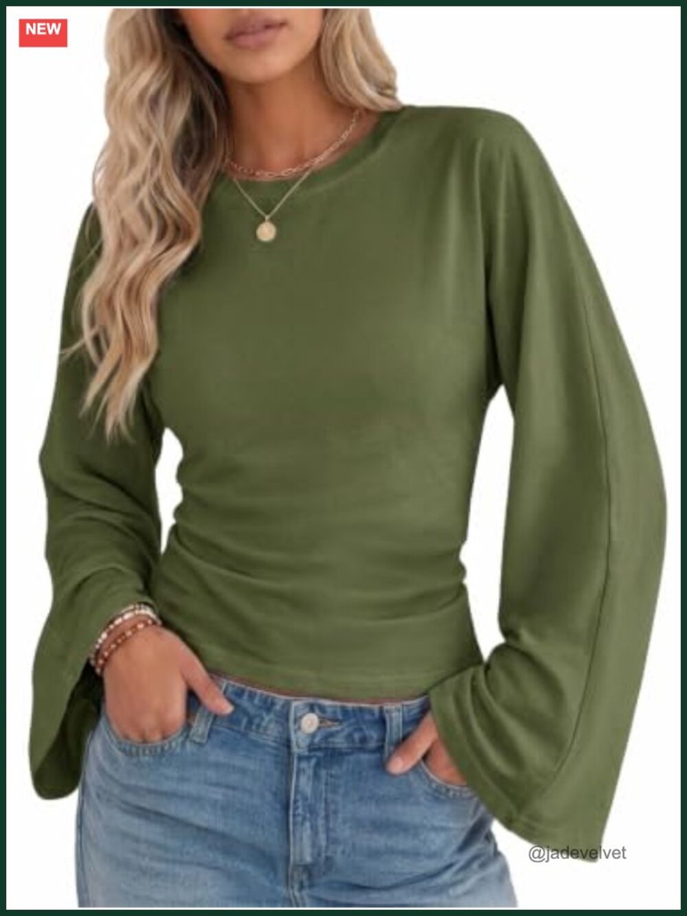 Y2K Bell Sleeve Cinched Waist Pullover Top Long Sleeve Clubwear